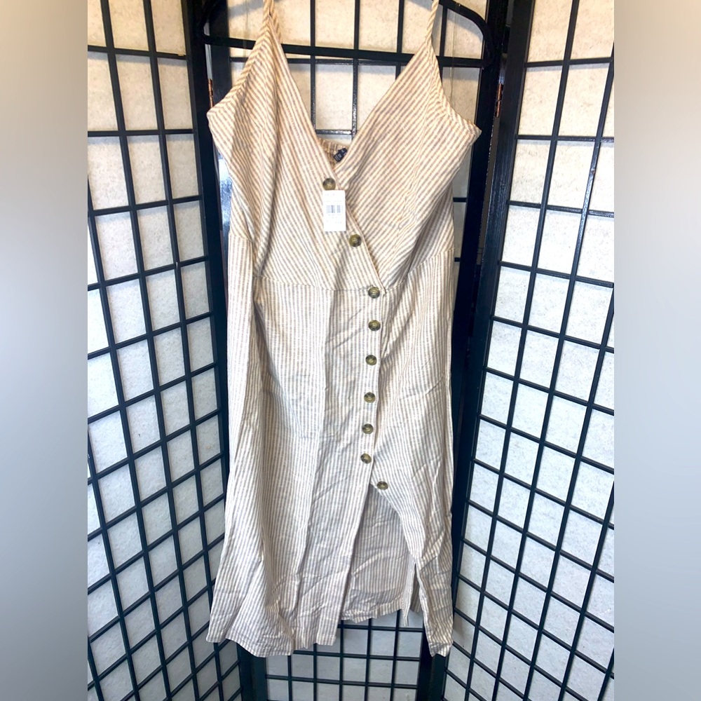 PLUS SIZE 2x Faux button up Linen Like Sun dress NWTs